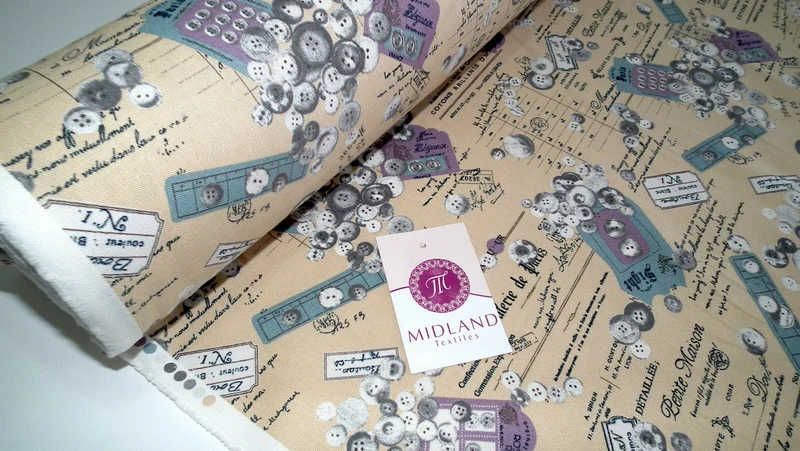 100% Cotton Canvas Craft Fabric French Theme Per Metre 44" M11 Mtex