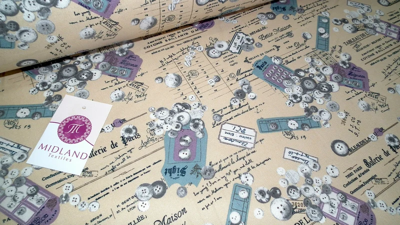 100% Cotton Canvas Craft Fabric French Theme Per Metre 44" M11 Mtex
