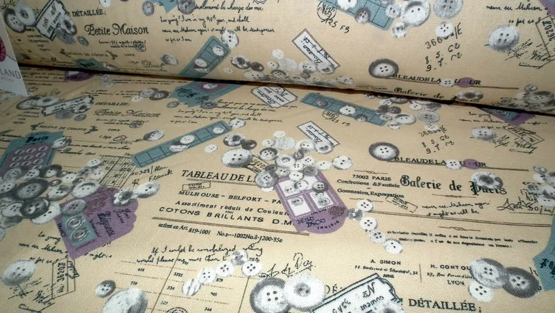 100% Cotton Canvas Craft Fabric French Theme Per Metre 44" M11 Mtex