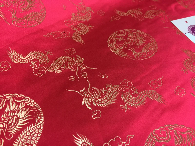 Traditional Oriental Gold Dragon Silk Satin Brocade 45" Wide M60 Mtex