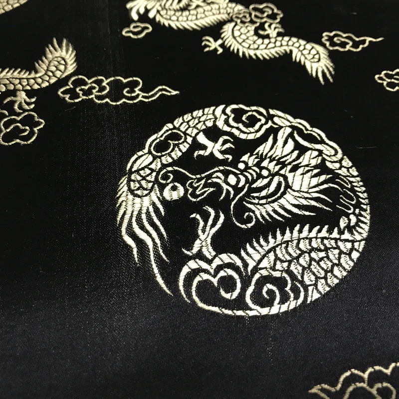 Traditional Oriental Gold Dragon Silk Satin Brocade 45" Wide M60 Mtex