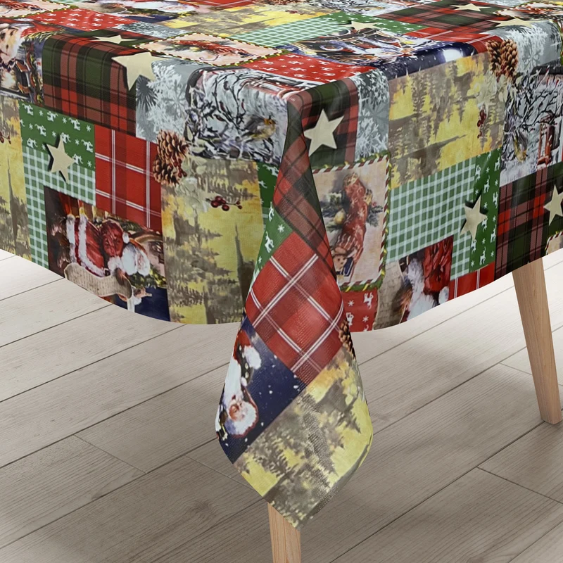 KEVKUS Wachstuch Tischdecke Weihnachten 01655-00 Patchwork kariert eckig rund oval