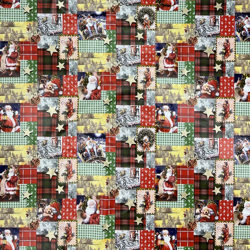 KEVKUS Wachstuch Tischdecke Weihnachten 01655-00 Patchwork kariert eckig rund oval