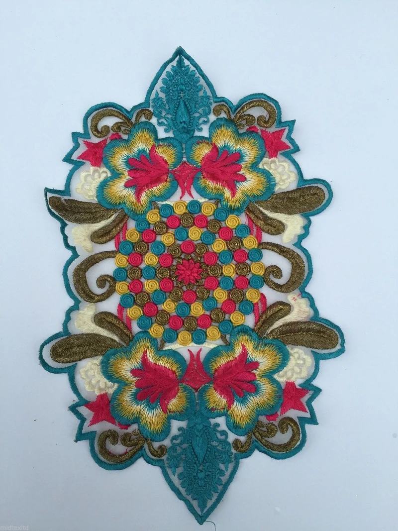 Indian Patch Floral Design Embroidered Quilting Dress Applique 1 Pc M355