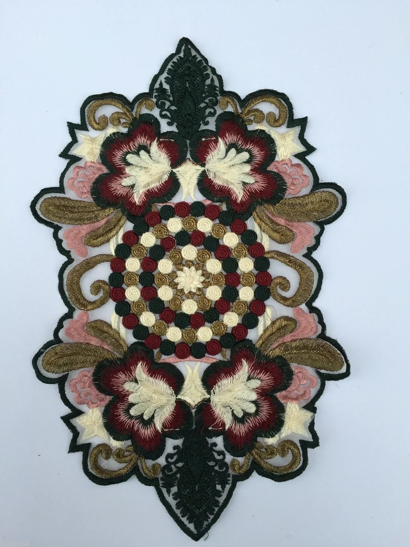 Indian Patch Floral Design Embroidered Quilting Dress Applique 1 Pc M355