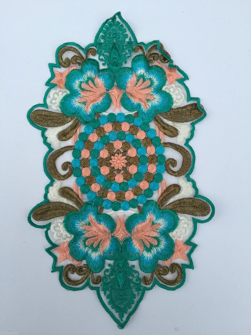 Indian Patch Floral Design Embroidered Quilting Dress Applique 1 Pc M355