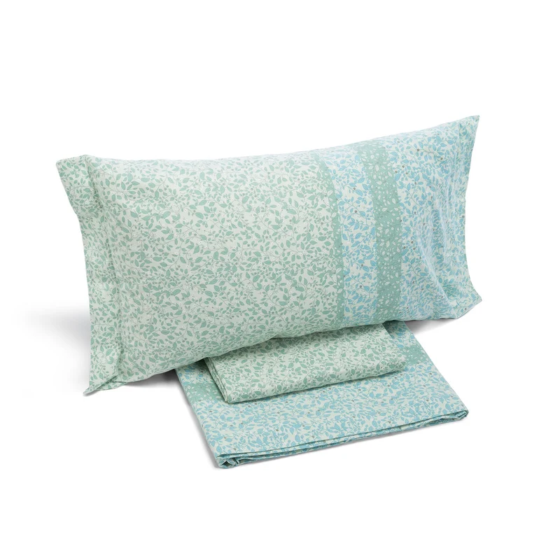 Completo Lenzuola green Floreale in Flanella
