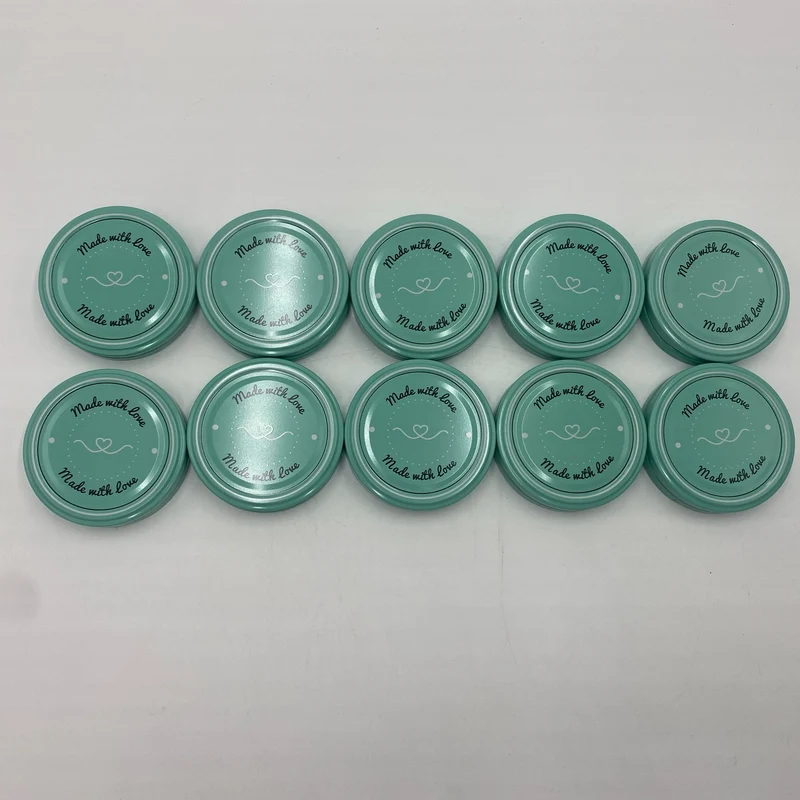 20x Ersatzdeckel für Marmeladengläser "Made with Love" - Schraubdeckel Mintgrün