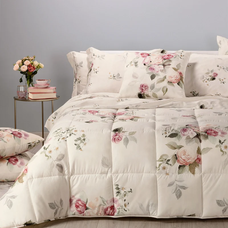 Trapunta rose e fiori Floreale in Raso di cotone 300 gr/mq