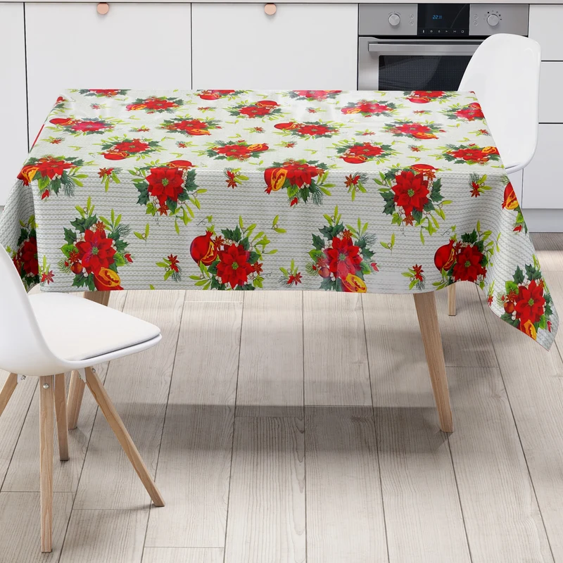 KEVKUS Wachstuch Tischdecke Weihnachten P673-1 Weihnachtsstern Granatapfel eckig rund oval