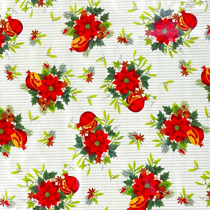 KEVKUS Wachstuch Tischdecke Weihnachten P673-1 Weihnachtsstern Granatapfel eckig rund oval