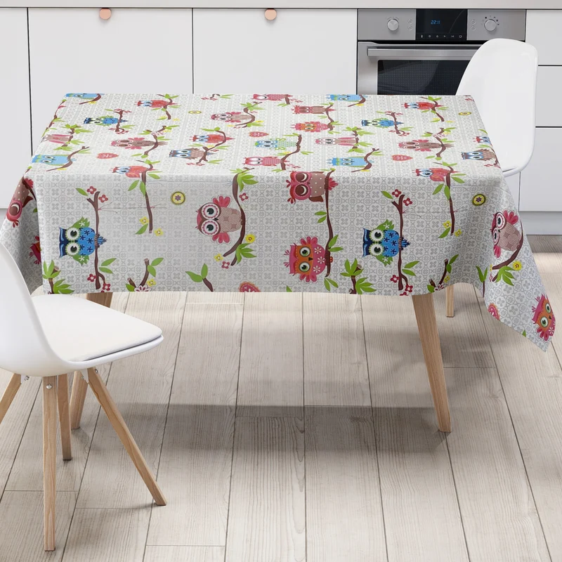 Wachstuch Tischdecke K-BE4213 bunte Eulen Uhu eckig rund oval