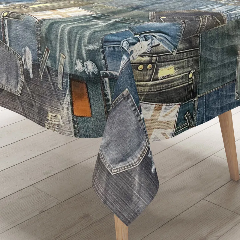 Wachstuch Tischdecke K150023 Jeans Denim blau eckig rund oval
