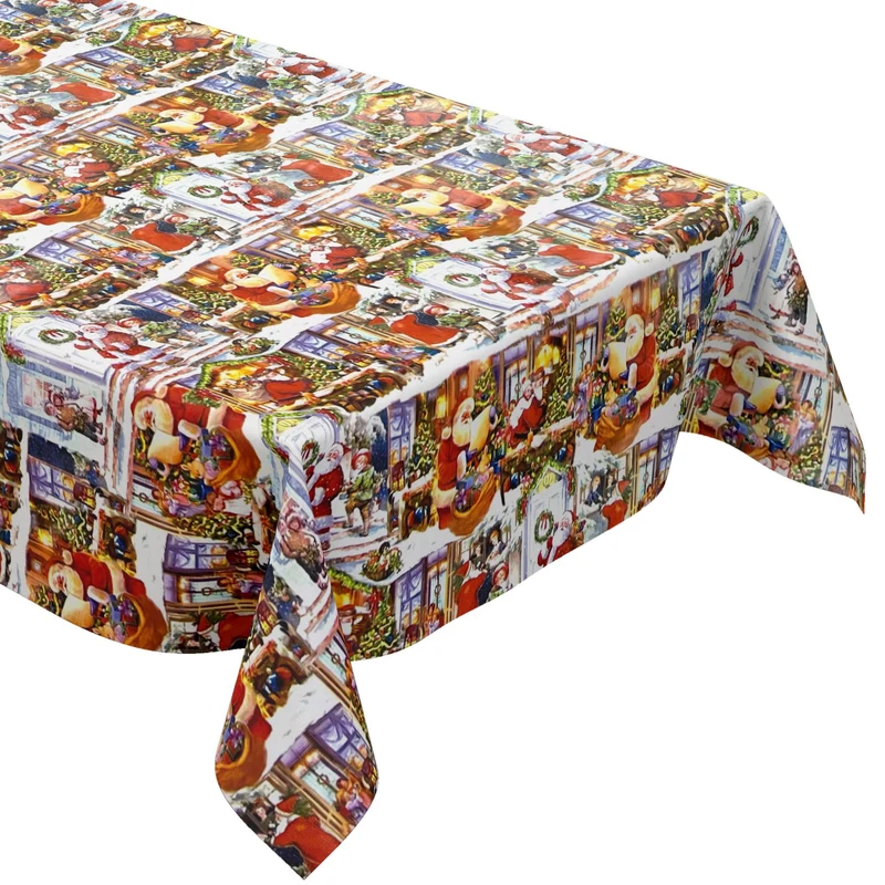 KEVKUS Wachstuch Tischdecke Weihnachten 01518-00 Weihnachtsmann Geschenke eckig rund oval