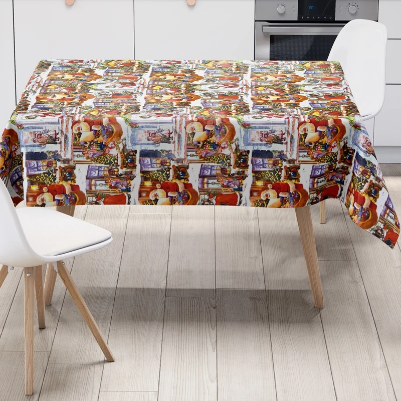 KEVKUS Wachstuch Tischdecke Weihnachten 01518-00 Weihnachtsmann Geschenke eckig rund oval