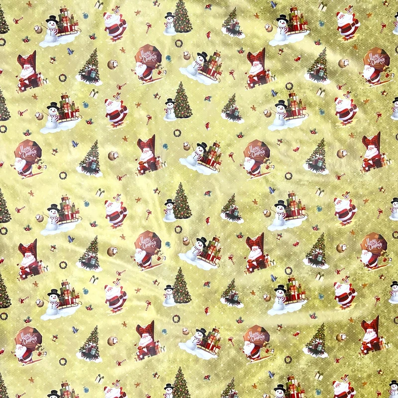 KEVKUS Wachstuch Tischdecke Weihnachten 01334-01 Schneemann Weihnachtsmann gold eckig rund oval