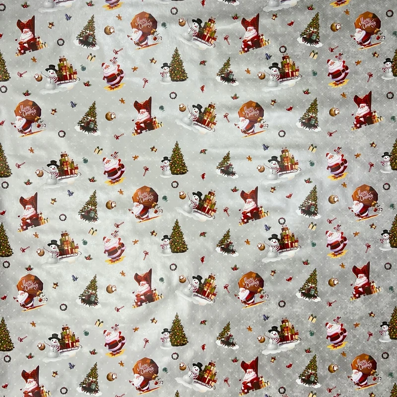 KEVKUS Wachstuch Tischdecke Weihnachten 01334-04 Schneemann Weihnachtsmann silber eckig rund oval