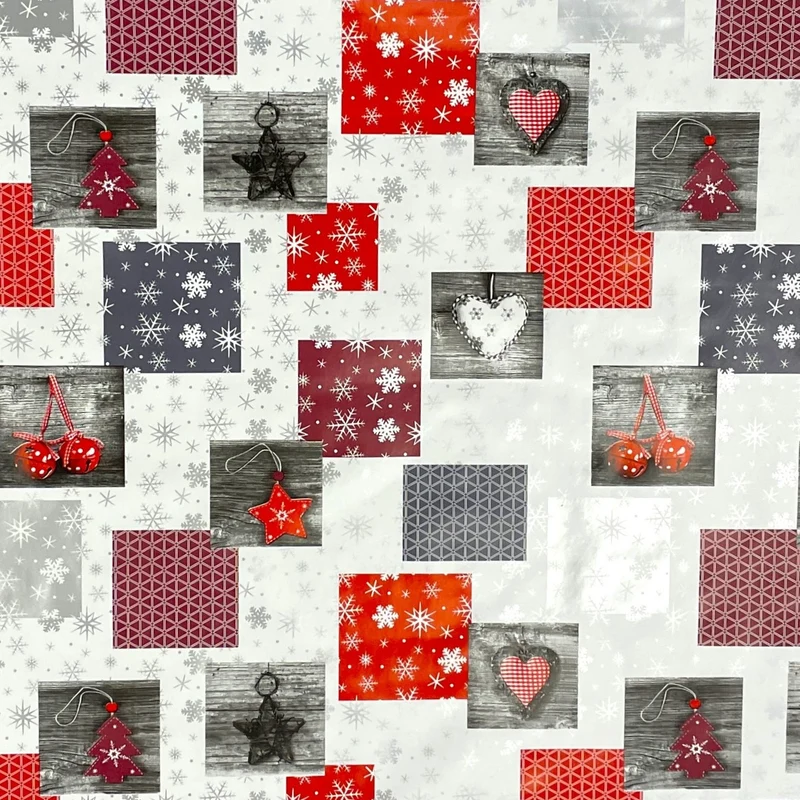 Wachstuch Tischdecke Weihnachten P1033-3 rot grau silber Schneeflocken eckig rund oval