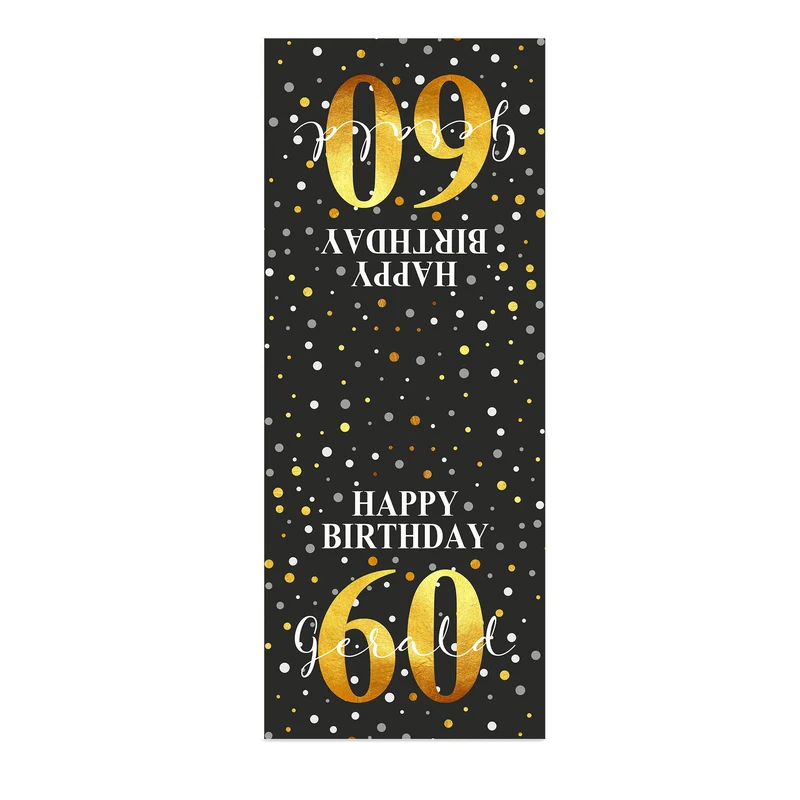Personalisierter Tischläufer zum Geburtstag mit Name & Alter in Schwarz | Zwei Längen | Konfetti Motiv