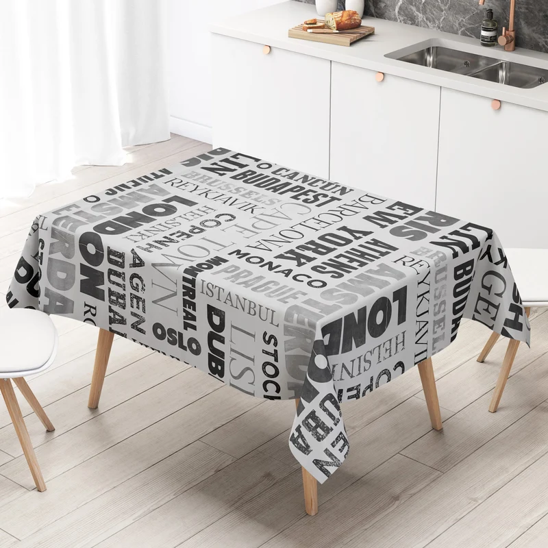 Wachstuch Tischdecke K150059 Städte Berlin London schwarz weiß eckig rund oval