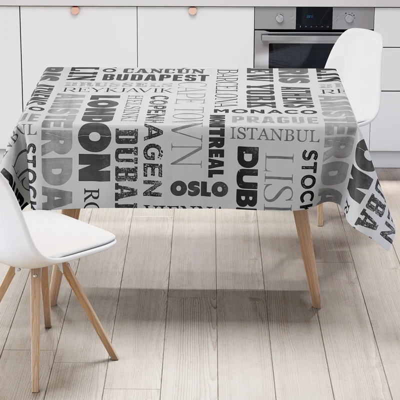 Wachstuch Tischdecke K150059 Städte Berlin London schwarz weiß eckig rund oval