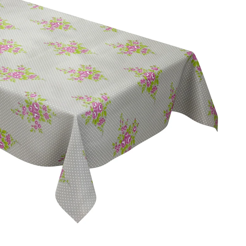 Wachstuch Tischdecke K150029 Lavendel Punkte auf beige eckig rund oval