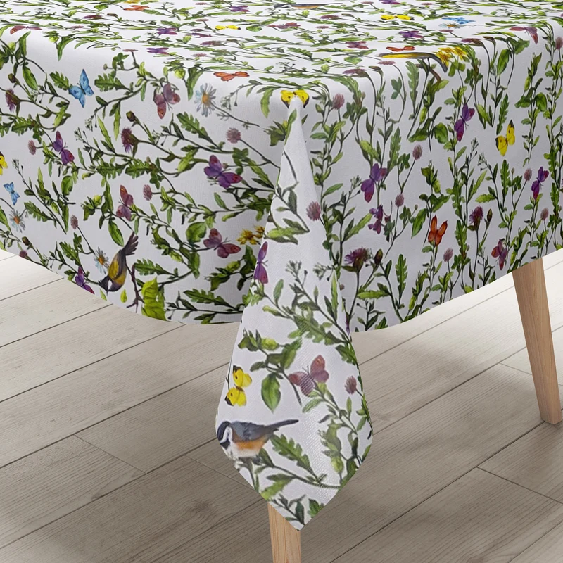 Wachstuch Tischdecke K150058 Blumenwiese Schmetterlinge eckig rund oval