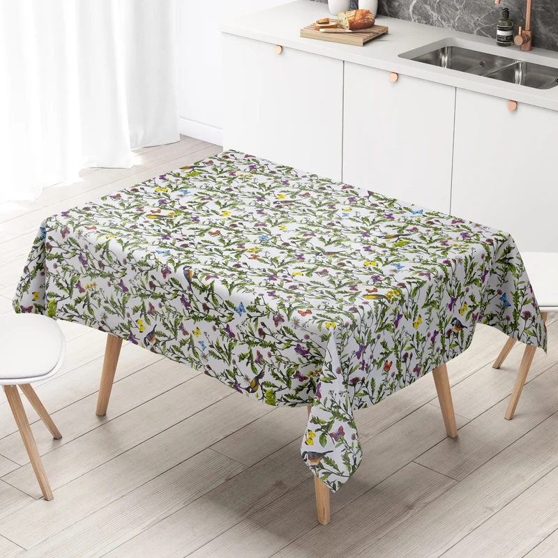 Wachstuch Tischdecke K150058 Blumenwiese Schmetterlinge eckig rund oval