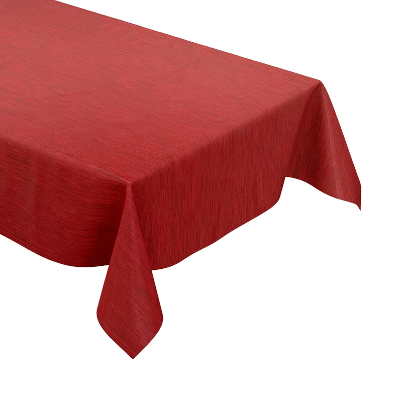 Wachstuch Tischdecke geprägt P733-8 Leinenstruktur rot eckig rund oval
