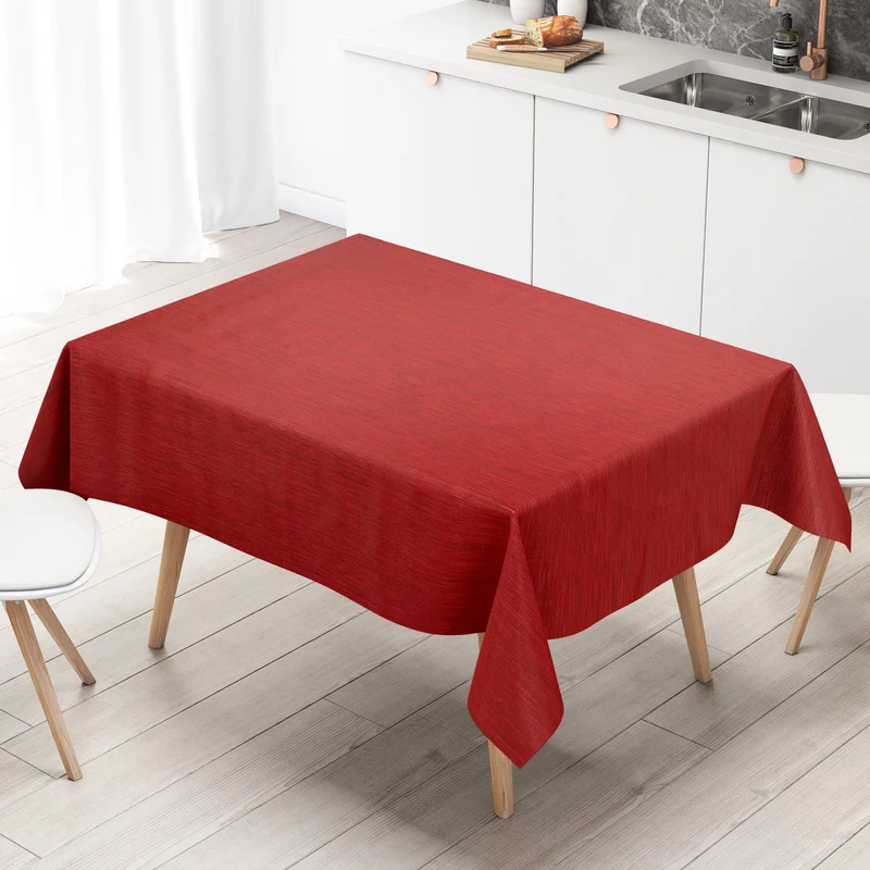 Wachstuch Tischdecke geprägt P733-8 Leinenstruktur rot eckig rund oval
