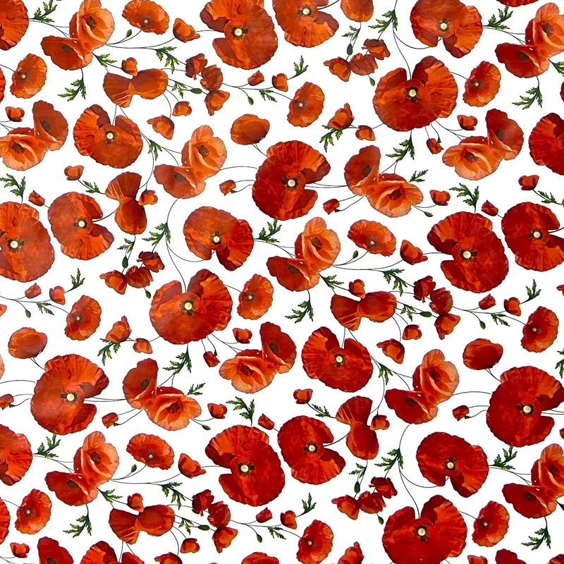 Wachstuch Tischdecke C147040 Mohn Blüten auf weiß eckig rund oval