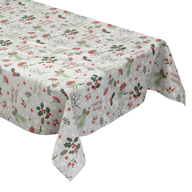 Wachstuch Tischdecke Weihnachten P1034-2 MERRY CHRISTMAS grau eckig rund oval