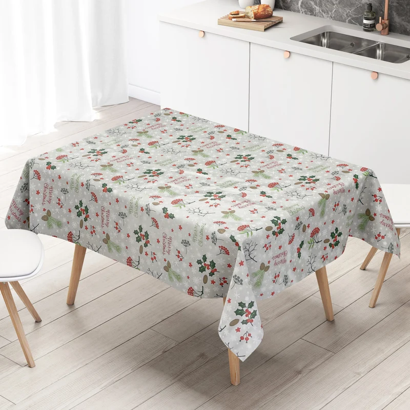 Wachstuch Tischdecke Weihnachten P1034-2 MERRY CHRISTMAS grau eckig rund oval