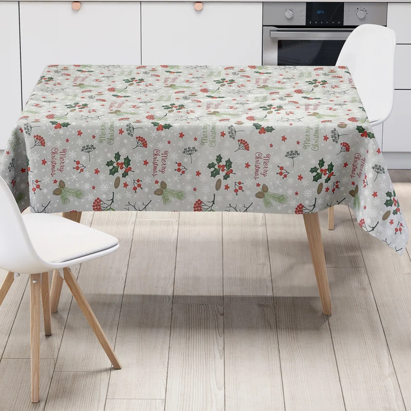 Wachstuch Tischdecke Weihnachten P1034-2 MERRY CHRISTMAS grau eckig rund oval
