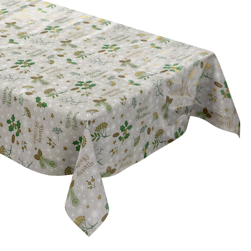 Wachstuch Tischdecke Weihnachten P1034-3 MERRY CHRISTMAS beige eckig rund oval