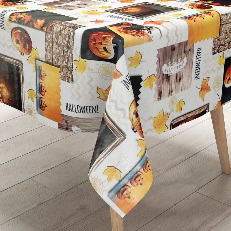 Wachstuch Tischdecke H3110 Halloween Kürbis Laub Herbst eckig rund oval