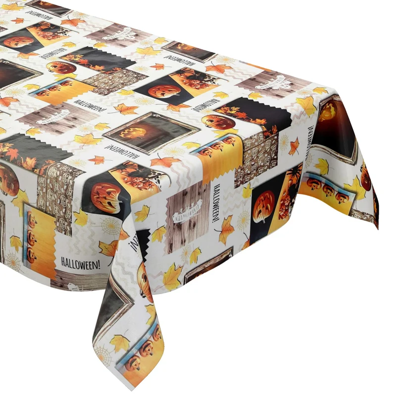 Wachstuch Tischdecke H3110 Halloween Kürbis Laub Herbst eckig rund oval