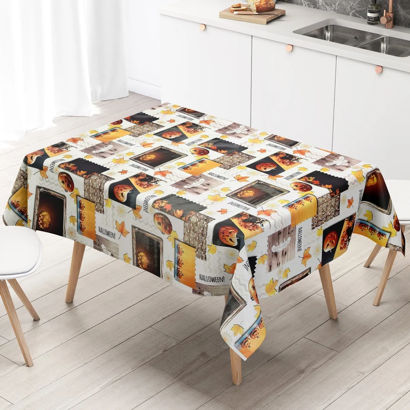 Wachstuch Tischdecke H3110 Halloween Kürbis Laub Herbst eckig rund oval