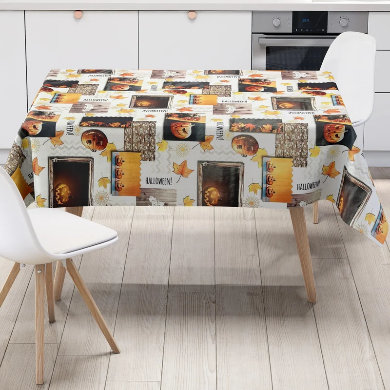 Wachstuch Tischdecke H3110 Halloween Kürbis Laub Herbst eckig rund oval