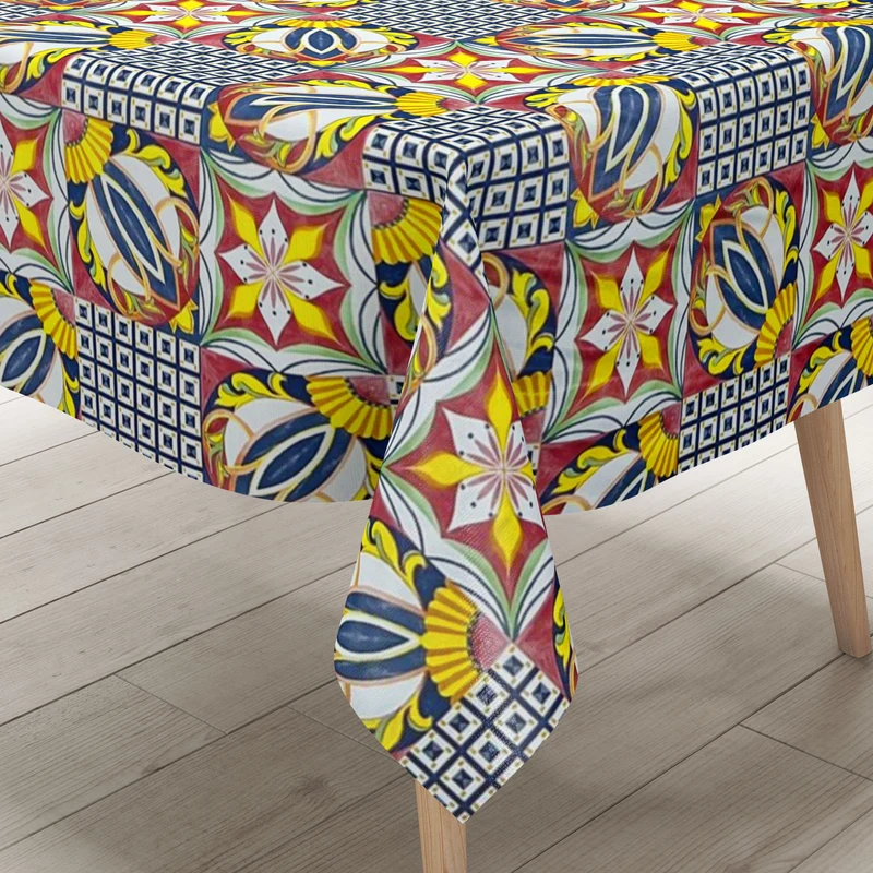 Wachstuch Tischdecke C144721 Mosaik marokkanische Fliesen blau eckig rund oval