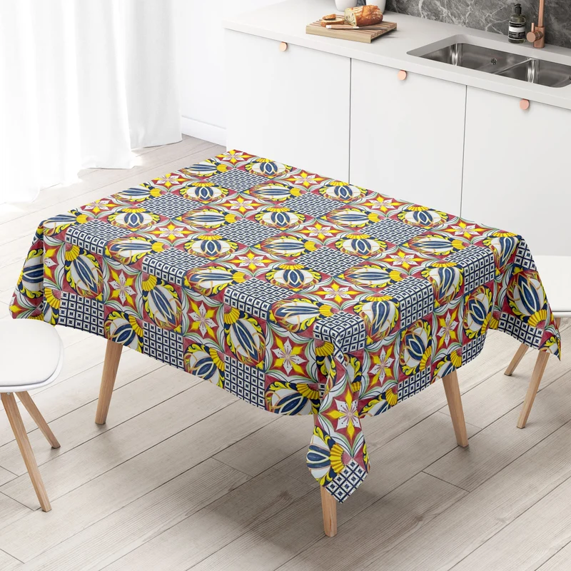 Wachstuch Tischdecke C144721 Mosaik marokkanische Fliesen blau eckig rund oval