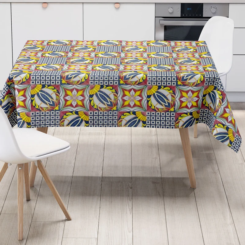 Wachstuch Tischdecke C144721 Mosaik marokkanische Fliesen blau eckig rund oval