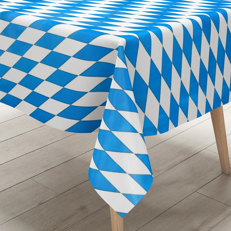 Wachstuch Tischdecke P8074-1 Bayerische Raute blau weiß eckig rund oval