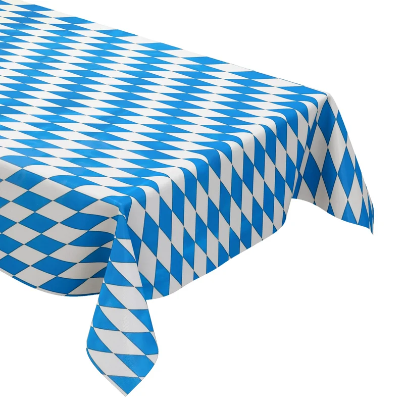 Wachstuch Tischdecke P8074-1 Bayerische Raute blau weiß eckig rund oval