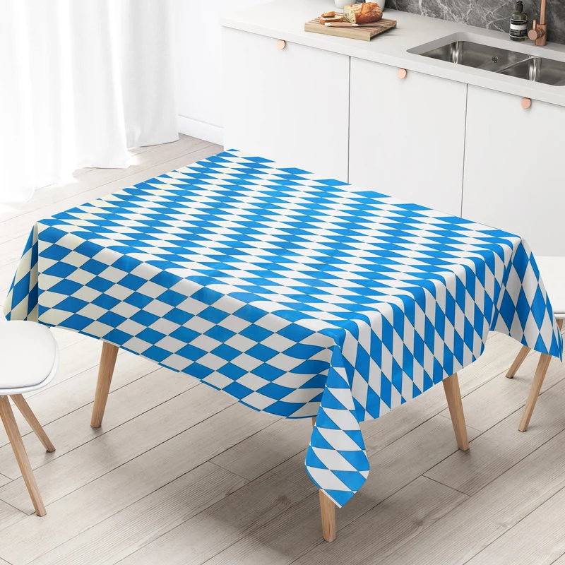 Wachstuch Tischdecke P8074-1 Bayerische Raute blau weiß eckig rund oval