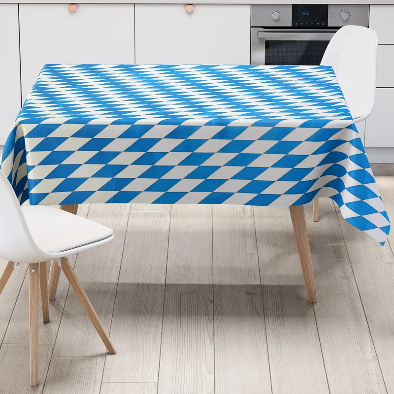 Wachstuch Tischdecke P8074-1 Bayerische Raute blau weiß eckig rund oval
