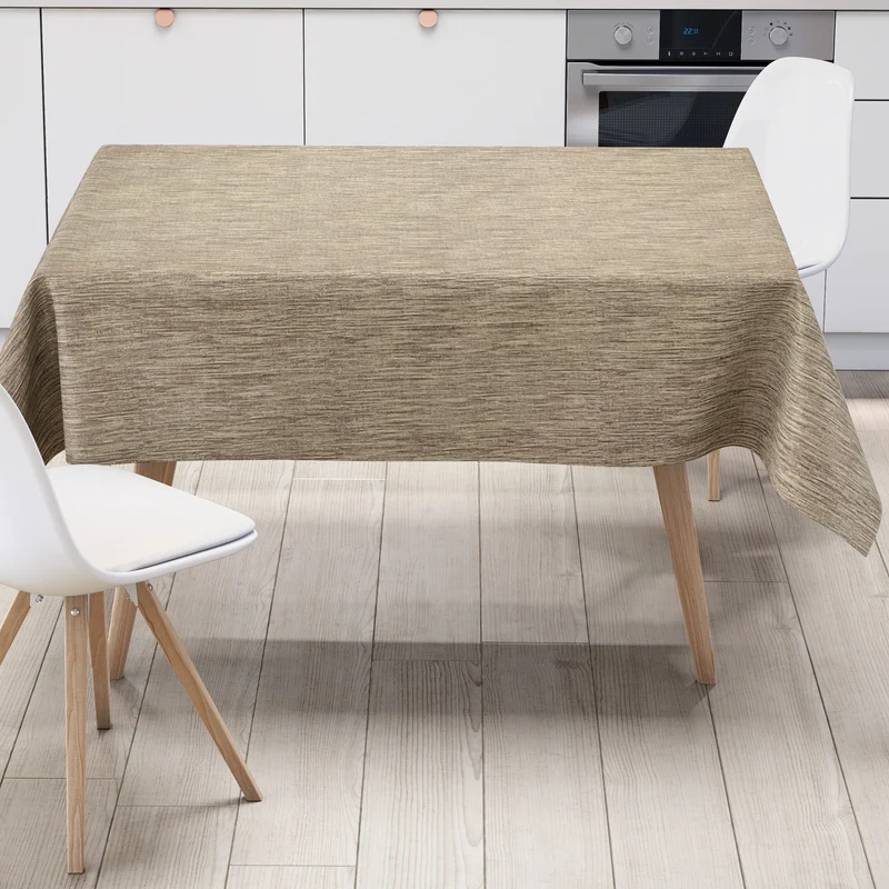 Wachstuch Tischdecke geprägt P733-1 Leinenstruktur braun hellbraun eckig rund oval