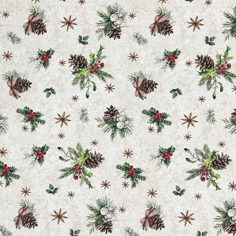 textile Tischdecke Jacquard beschichtete Baumwolle Weihnachten XMAS01 60465 eckig rund oval