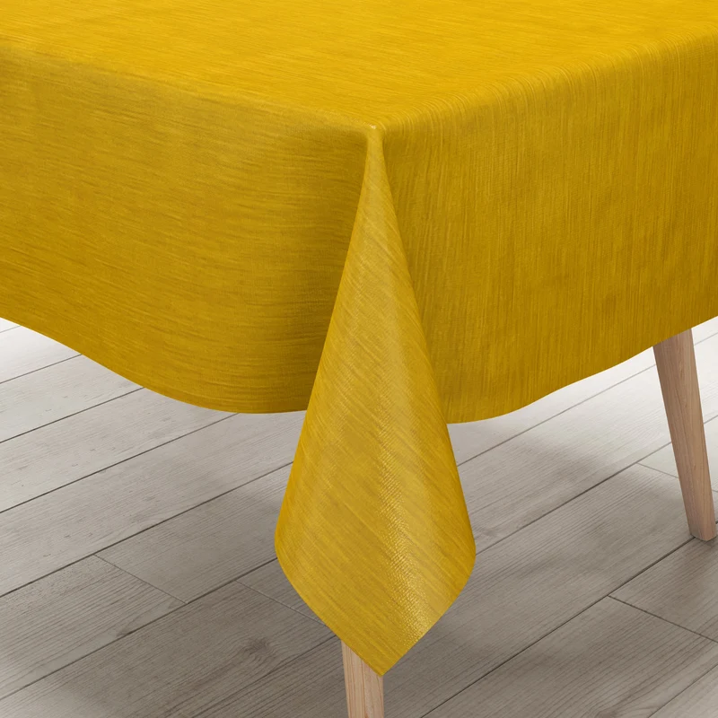 Wachstuch Tischdecke geprägt P733-7 Leinenstruktur curry gelb eckig rund oval