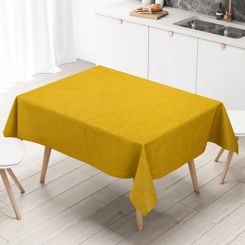 Wachstuch Tischdecke geprägt P733-7 Leinenstruktur curry gelb eckig rund oval
